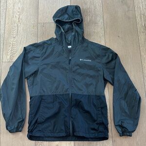 Columbia Jacket Mens Small Black Gray Windbreaker Zip Up Lightweight